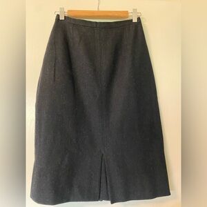 Black Wool Vintage Pencil Skirt